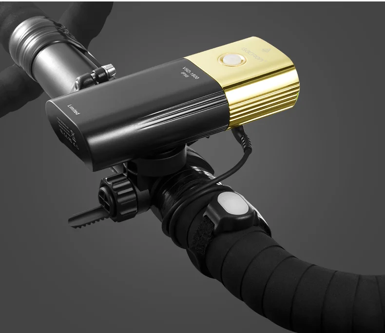 V9D-1800 Gold  Professional Bicycle Headlight &Power Bank