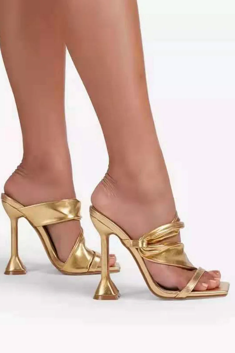 Party Solid Color Square Toe High Heeled Sandals