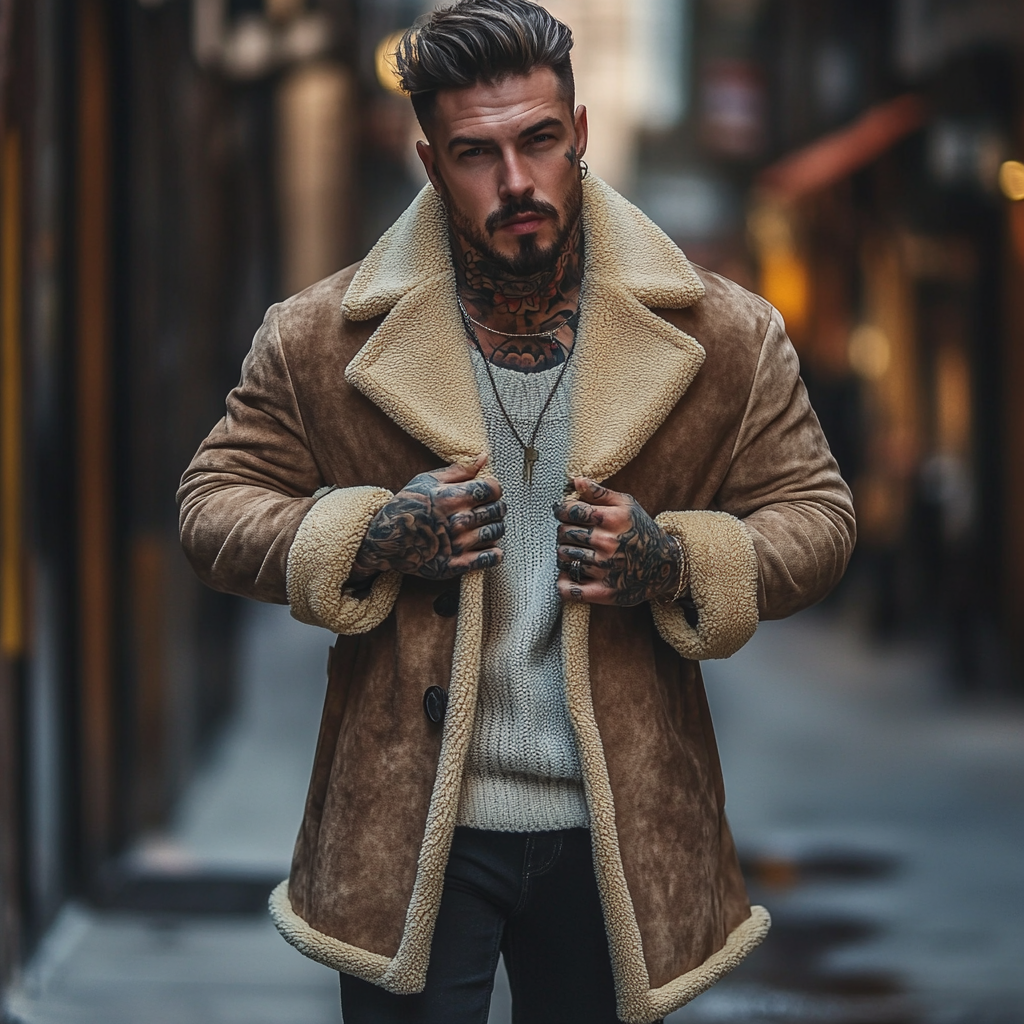 Street Fashion Casual Men's Jacket Mid-length Suede Jacket Jacket-inspireuse