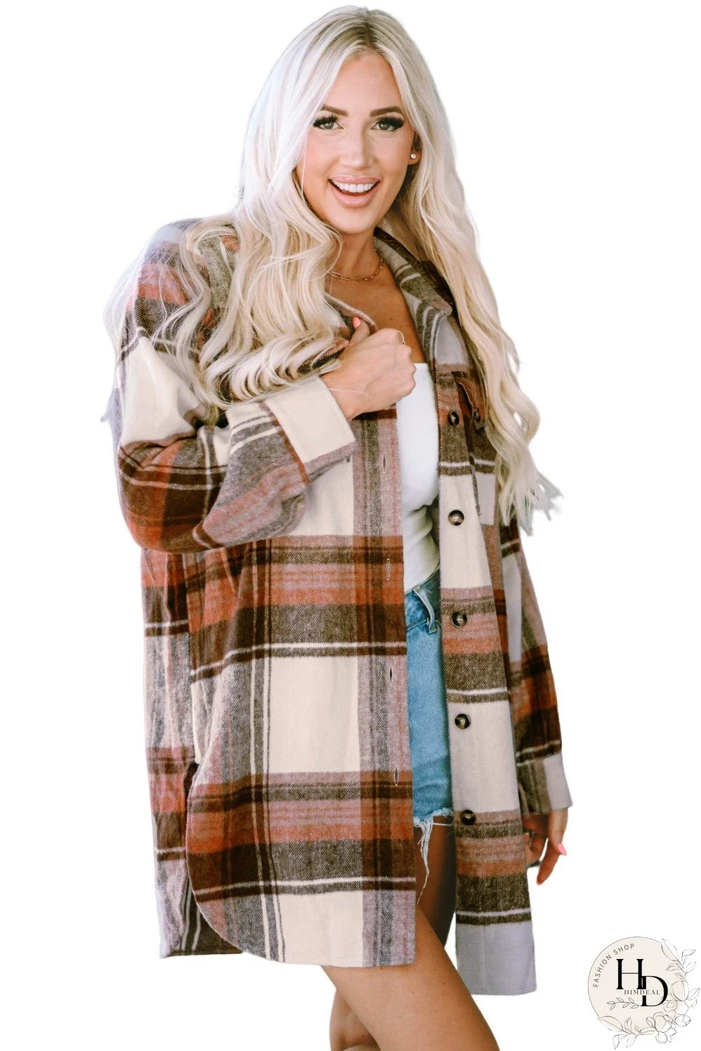 Warm Plaid Shirt Jacket for Fall