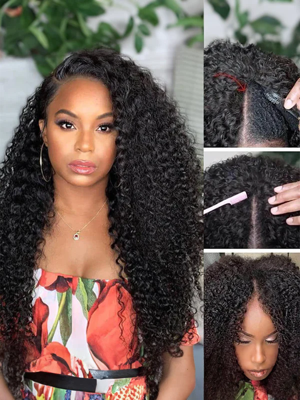 250% Density Boruihair Jerry Curly Glueless Pre‑Plucked Human Hair Wigs| V‑Part & U‑Part Options | 100% Human Hair