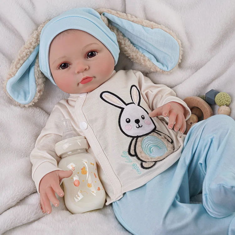 Babeside Ama 20'' Reborn Baby Doll Girl Lifelike Awake with Bunny Set