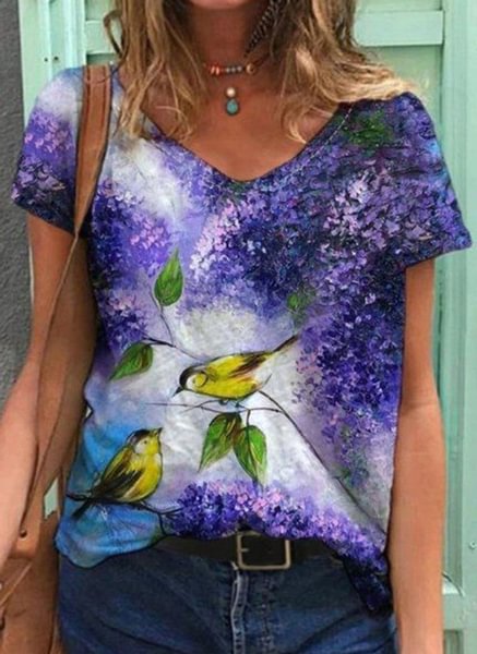 Women Fashion Summer 3d Printed Bird Short T-Shirt Funny Graphic Tee Plus Size XS-8XL - Shop Trendy Women's Clothing | LoverChic
