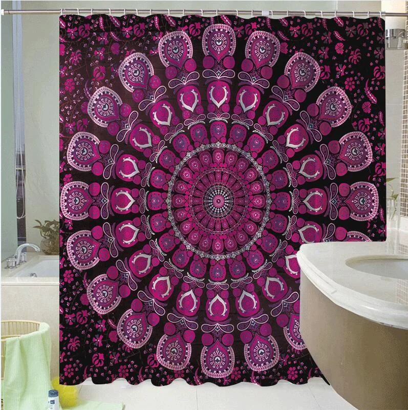 Mandala Shower Curtain Waterproof Floral Bohemian Bath Accessories for Bathroom Waterproof Fabric Shower Curtain