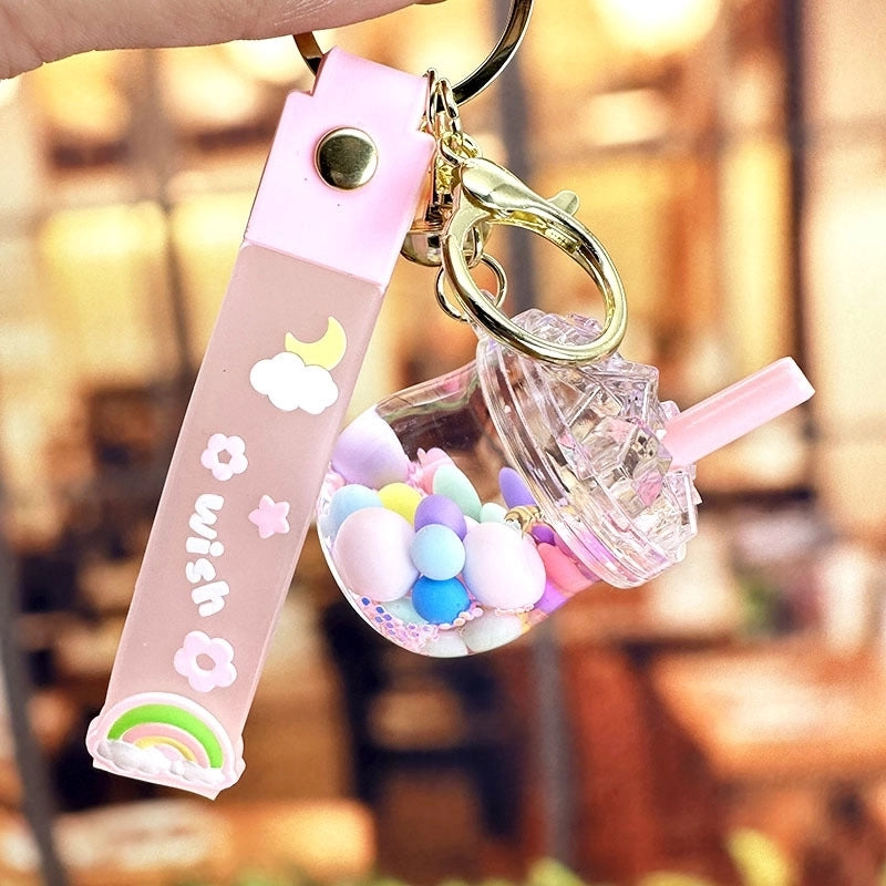 Cartoon Style Cute Cup Arylic Women’s Bag Pendant Keychain