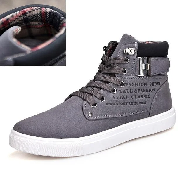 Men Boots Fashion Warm Winter Autumn Leather Footwear High Top Canvas Casual Shoes