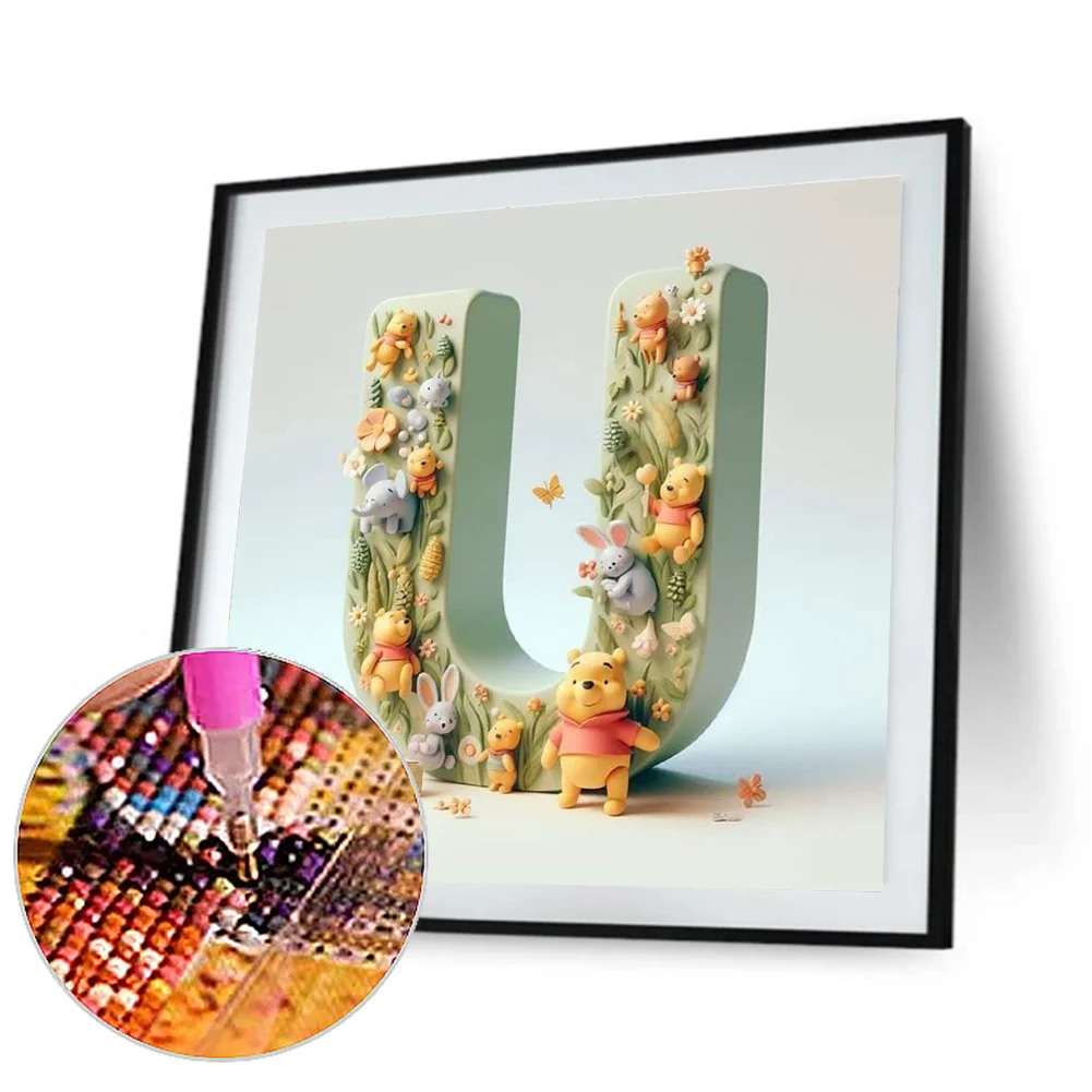 Full Round Diamond Painting 30*30cm - Winnie The Pooh'S 26 Letters U