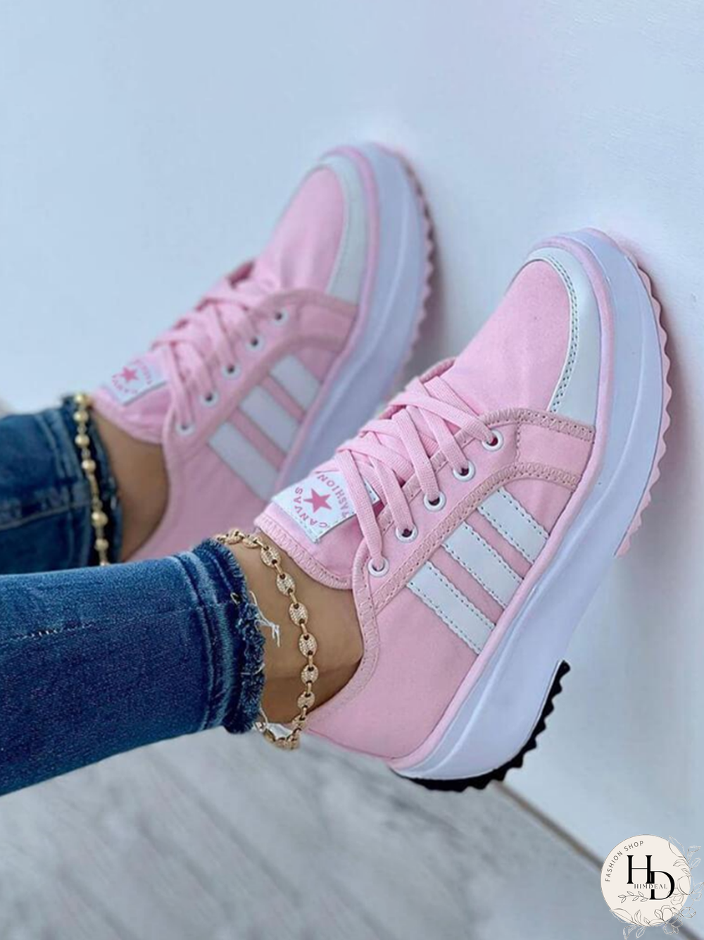 Classic Platform Lace-Up Canvas Sneakers