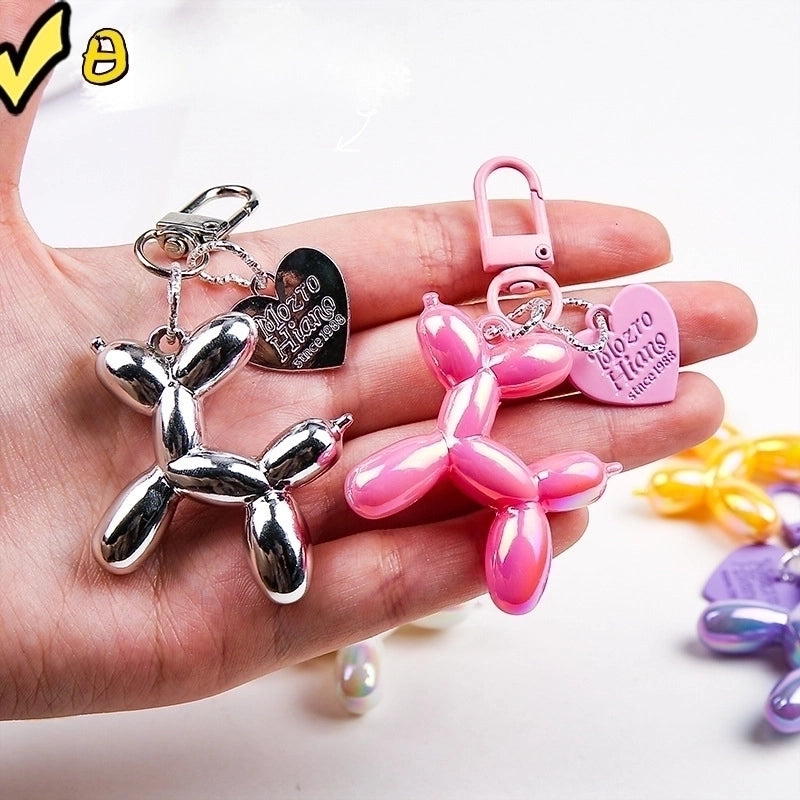 Style Love Electroplated Blow Dog Keychain Couple Girlfriend DIY Key Chain Bag Pendant Accessories Small Gift