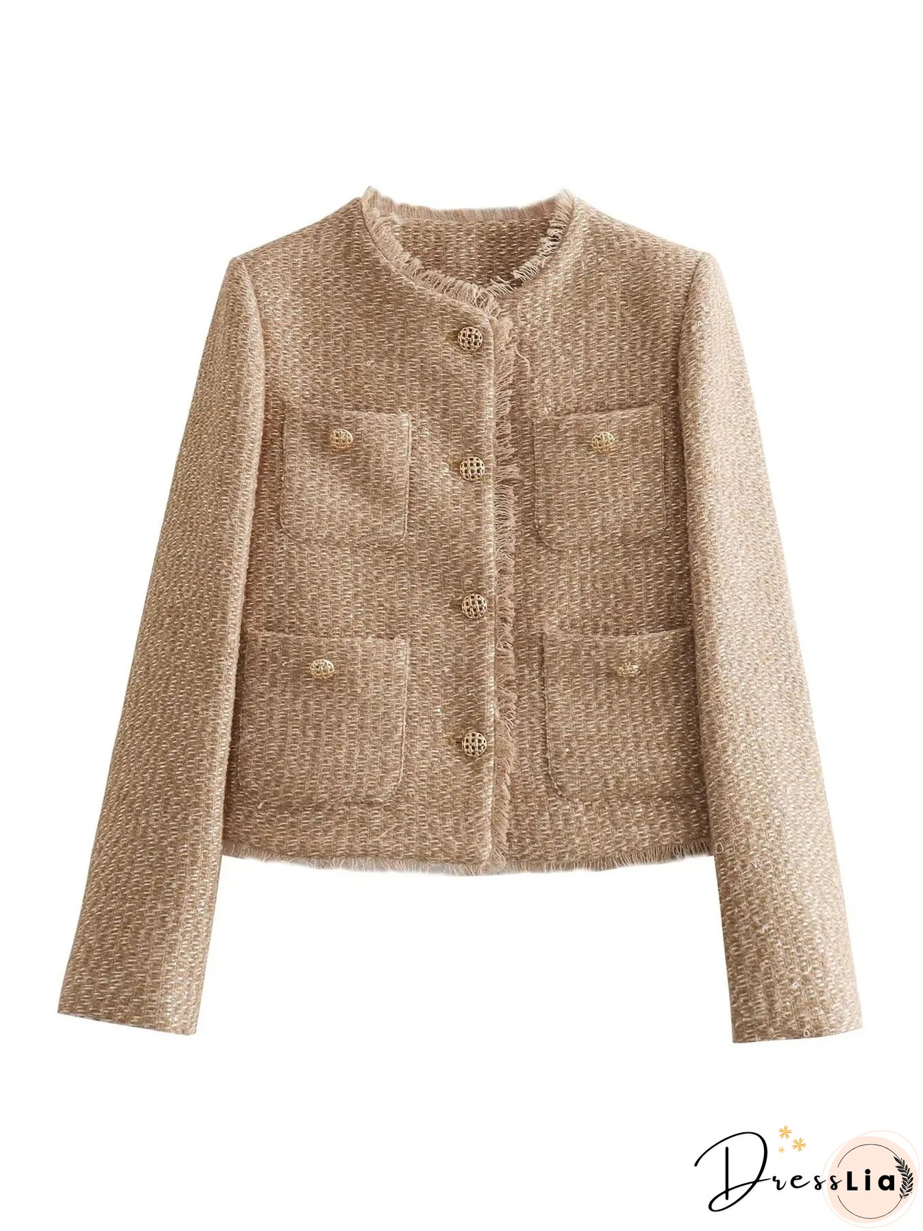 Women's Jacket Coat Tweed Cropped Jacket New in Outerwears Autumn Winter Crop jacket Woman Long Sleeve Elegant Short Coats