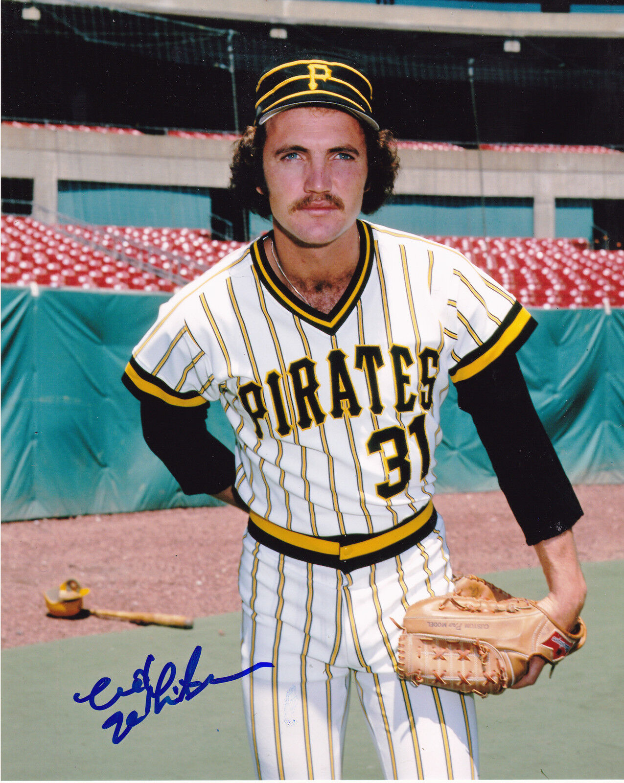 ED WHITSON PITTSBURGH PIRATES ACTION SIGNED 8x10