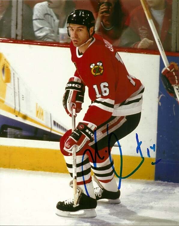 VINTAGE MICHEL GOULET SIGNED CHICAGO BLACKHAWKS 8x10 Photo Poster painting #2 HHOF EXACT PROOF!