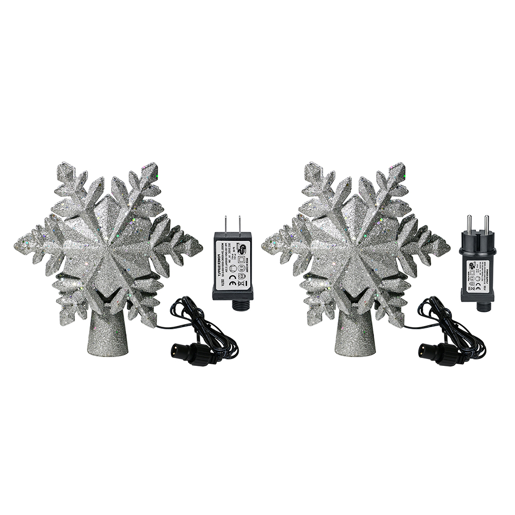 

3D Silver Glitter Christmas Tree Top Snowflake Decor LED Projection Lamps, 501 Original