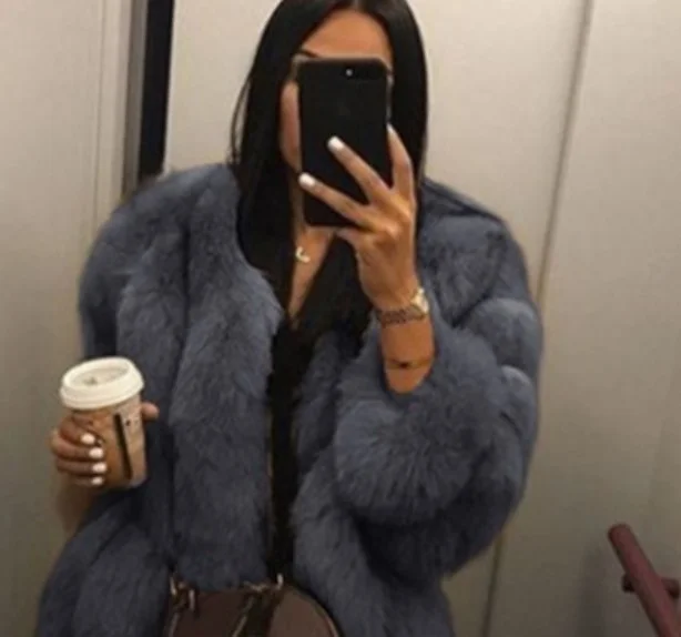 Uveng Uveng Women Warm And Fashionable Luxury Round Collar Showing Thin Open Shirt Long Sleeves Fashion Temperament Famous Jacket