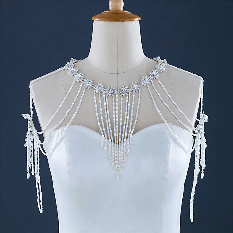 pearl tassel beaded shoulder chain