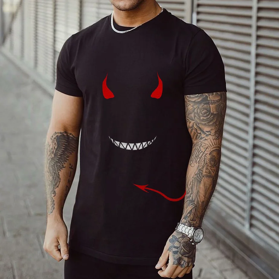 Smiley Devil Art Print Short Sleeve T-shirt-barclient