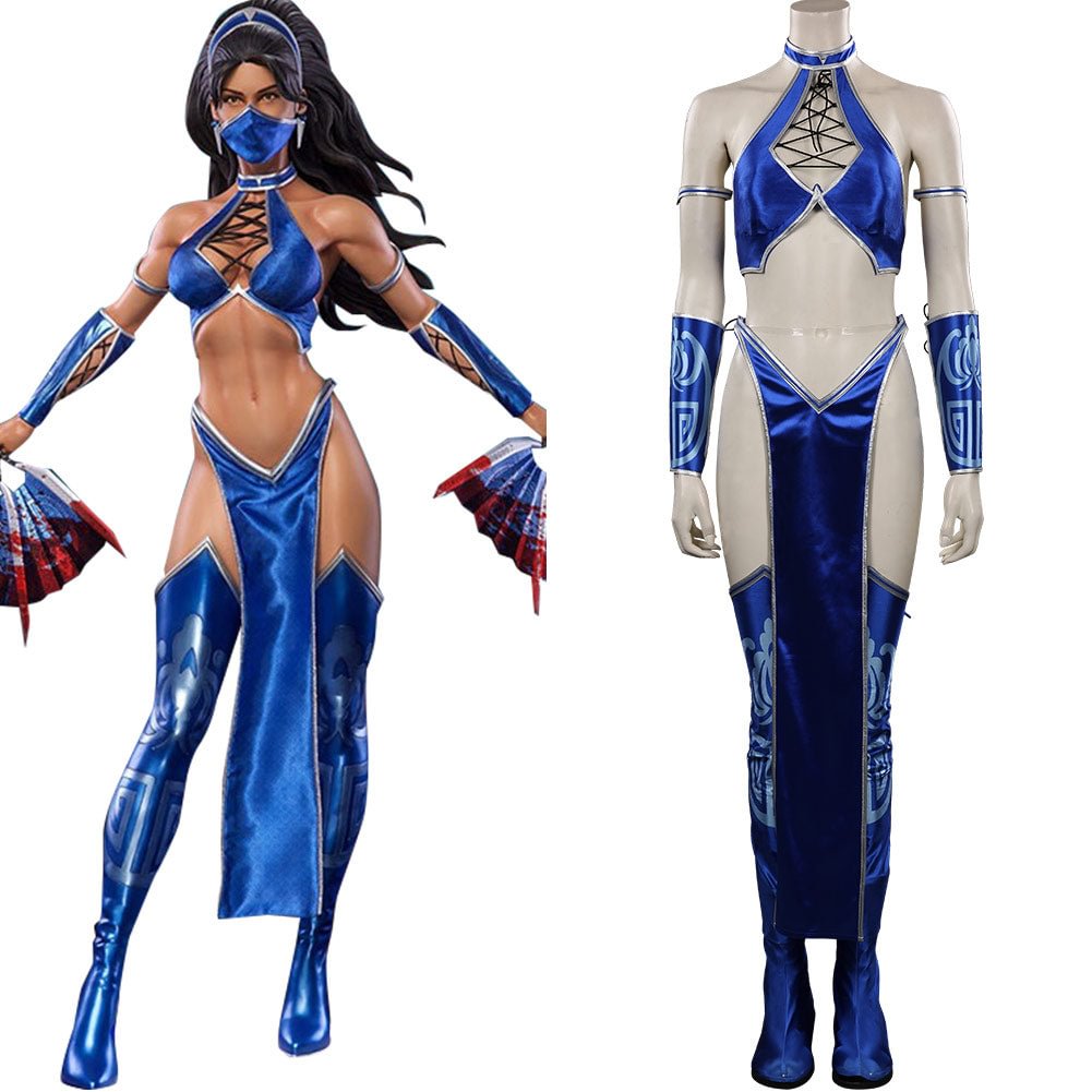 Mortal Kombat Kitana Cosplay Kostüme Outfits Halloween Karneval Anzug