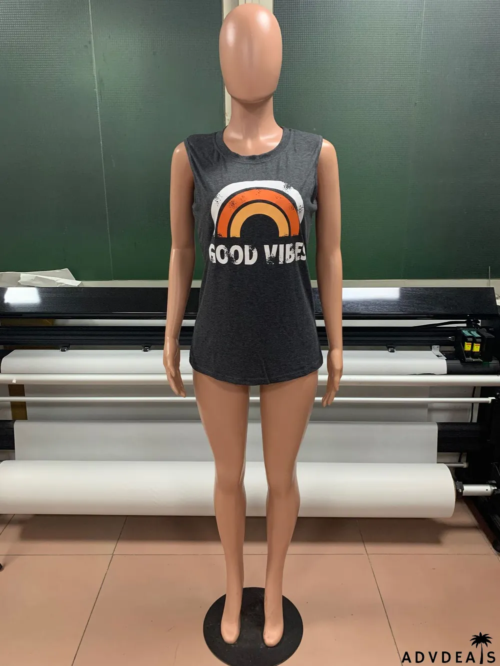 Summer Women'S Tank Top Letter Print Round Neck Sleeveless T-Shirt