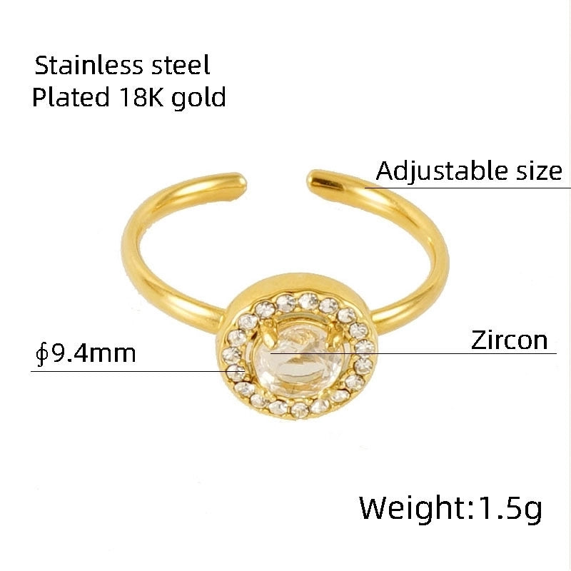 Titanium Steel Minimalist Classic Style Inlay Water Droplets Heart Shape Rhombus Zircon Rings