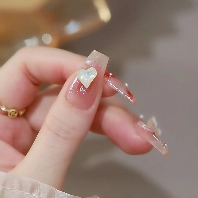 Wear Nail Beauty Nail Piece TikTok Hot Blush Gradient Butterfly Nail Sticker Finished Detachable Fake Nail