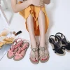 Gioiacombo&trade; 2022 estate sandali carini scarpe basse con strass fiore boh&eacute;mien femminile