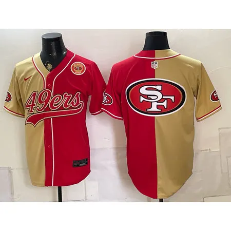Men's San Francisco 49ers Red Split Cool Base Stitched Baseball Jersey SORX