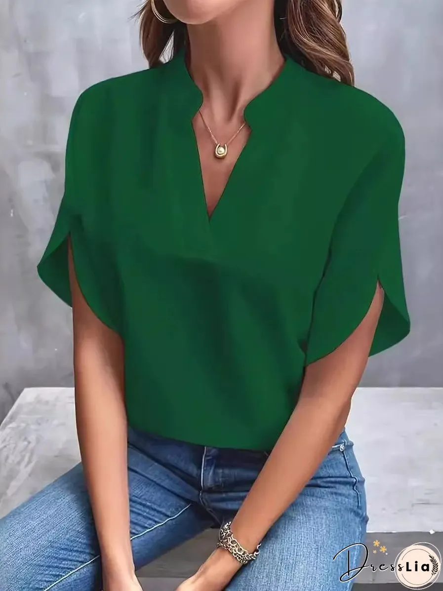 Casual V-neck Short-Sleeved Shirt
