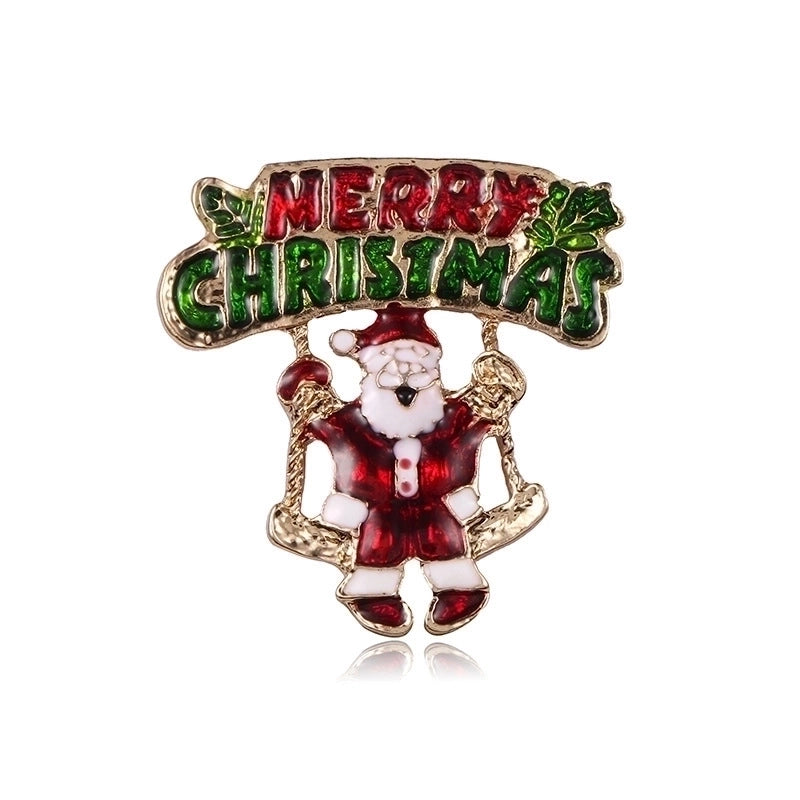 Cartoon Style Pin Christmas Tree Alloy Enamel Rhinestones Unisex Brooches
