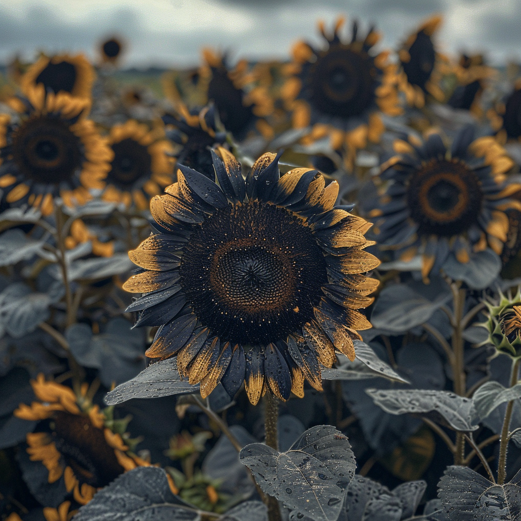 Twin-Blossom Blue Over Yellow Sunflower Seeds