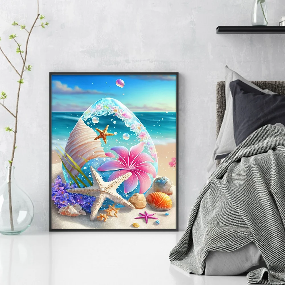 11CT Full Embroidery Stamped Cross Stitch - Beach Shell(Canvas|40x50cm)