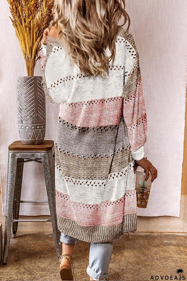 Colorblock Long Sleeve Cardigan