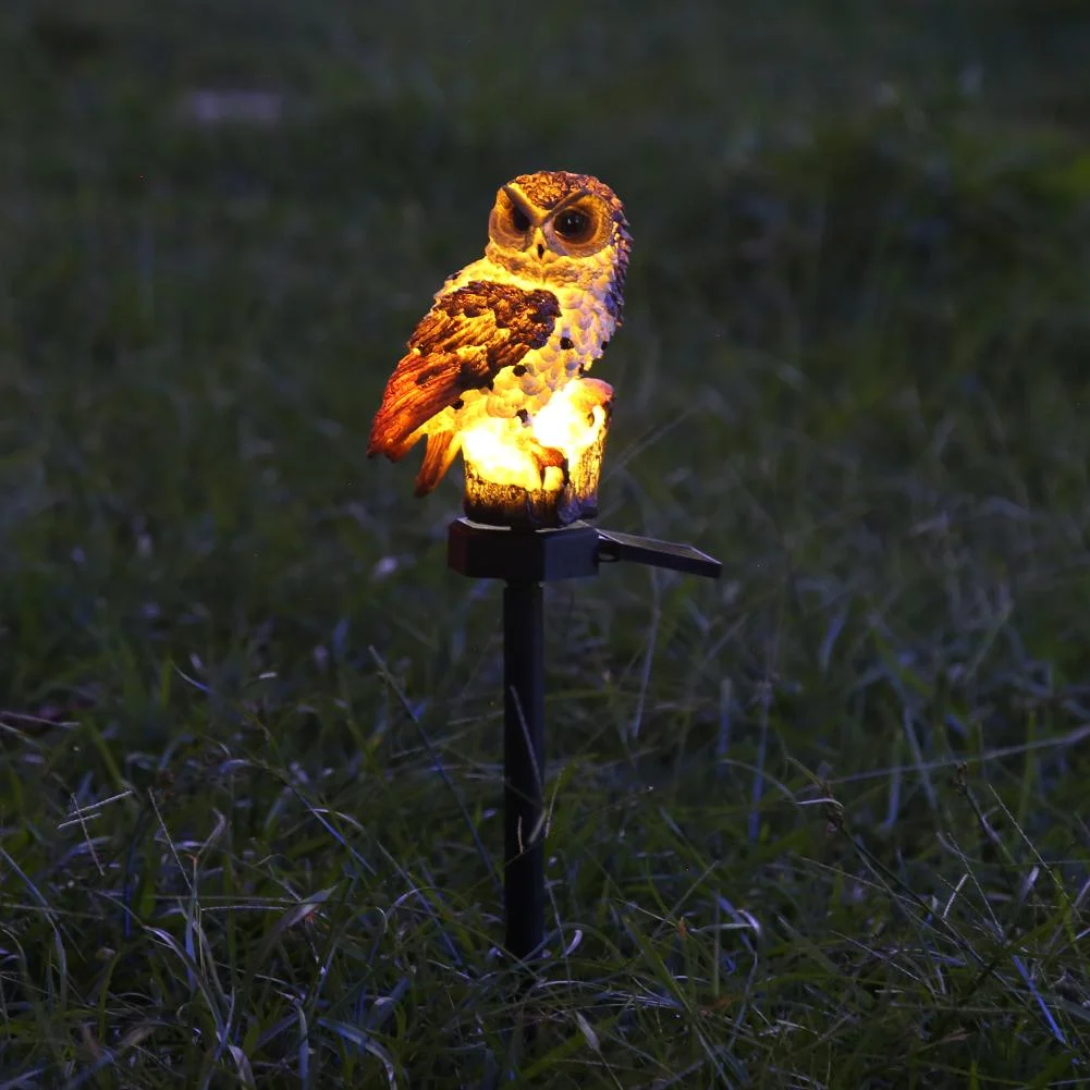Solar Power LED Owl Lawn Light Waterproof Garden Landscape Lamp (White)