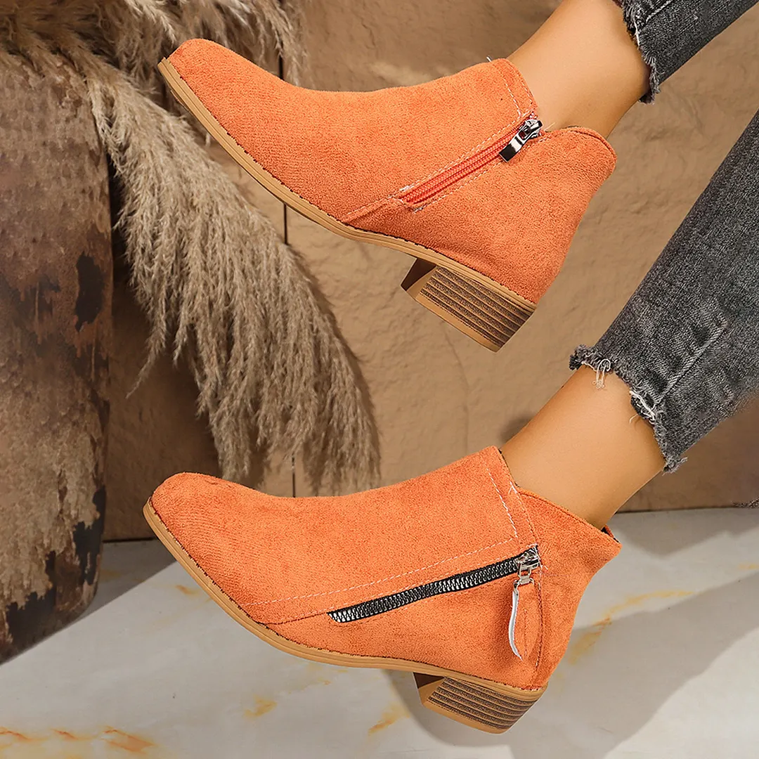 Breakj Breakj Martin Boots 2023 Autumn And Winter New Coarse Heel Side Zipper Large Size 43 Yards Female Short Boots