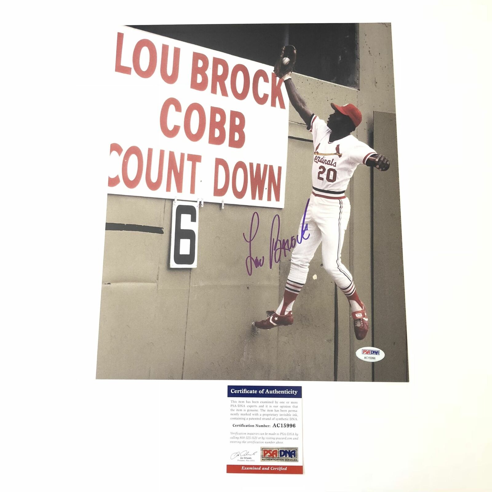 Lou Brock signed 11x14 Photo Poster painting PSA/DNA St. Louis Cardinals Autographed