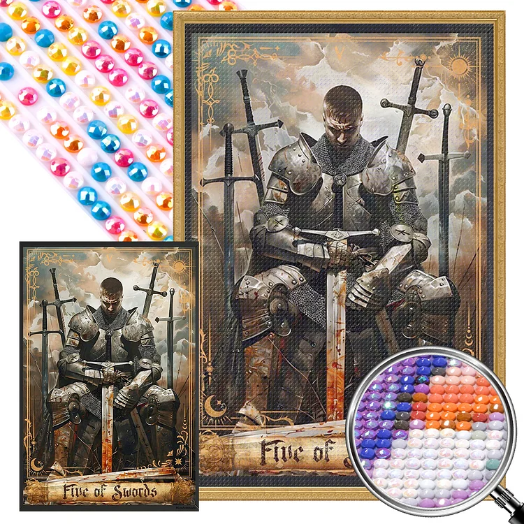 Knight Of The Five Of Swords 40*60CM (Canvas) Full AB Round Drill Diamond Painting gbfke