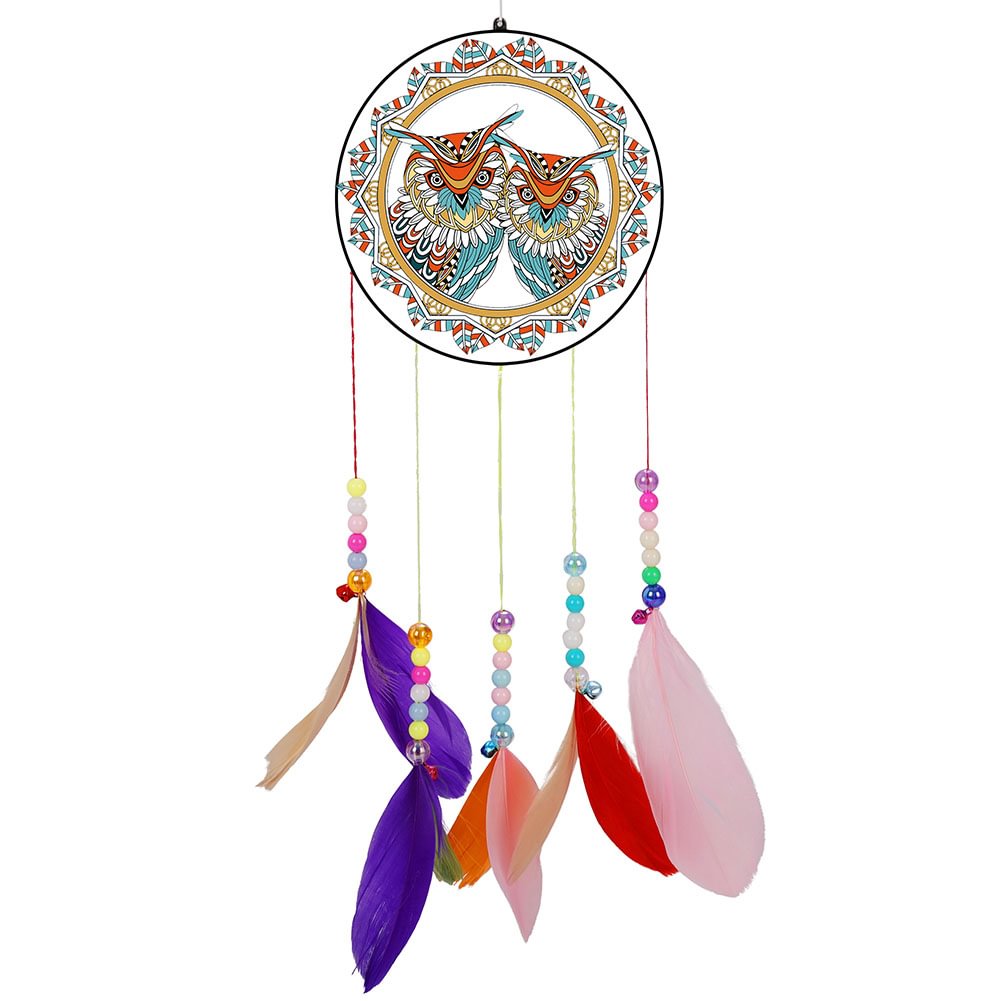 DIY Diamond Painting Acrylic Wind Chime Pendant Crafts Art Decor (Owl)