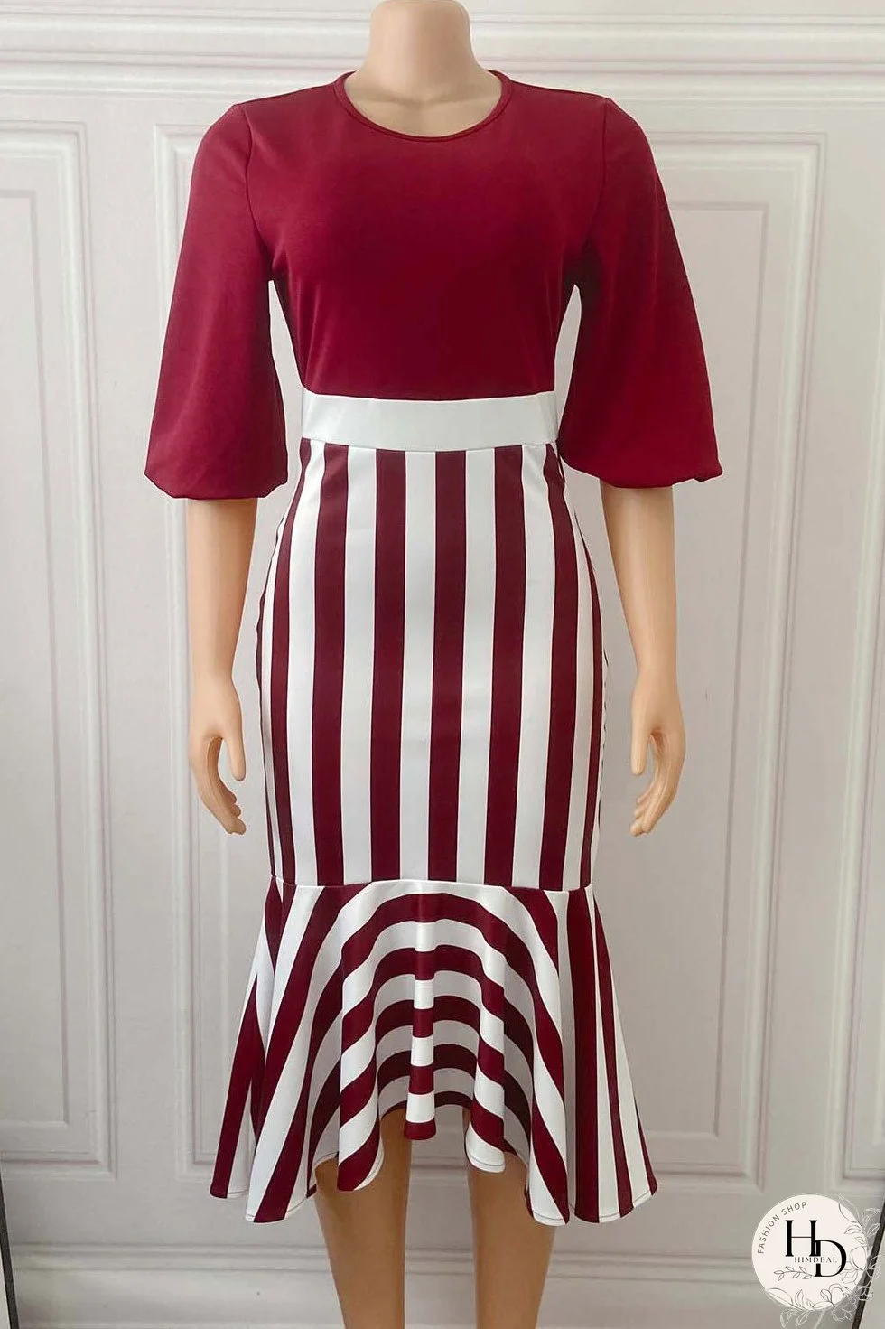 Fashion Royal Blue And White Mermaid High Low Dress