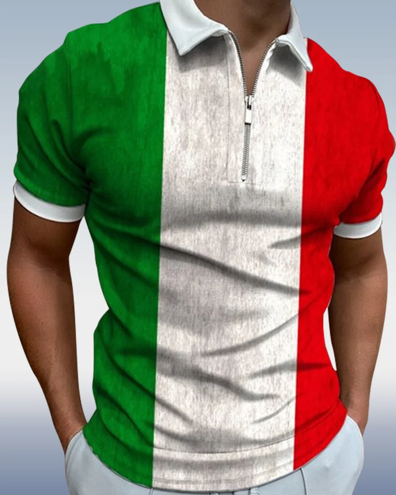 Suitmens Men's Contrasting Color Short Sleeve Polo Shirt 015