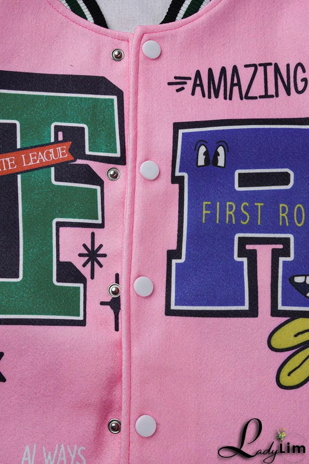 Pink Casual Print Patchwork Buckle Outerwear