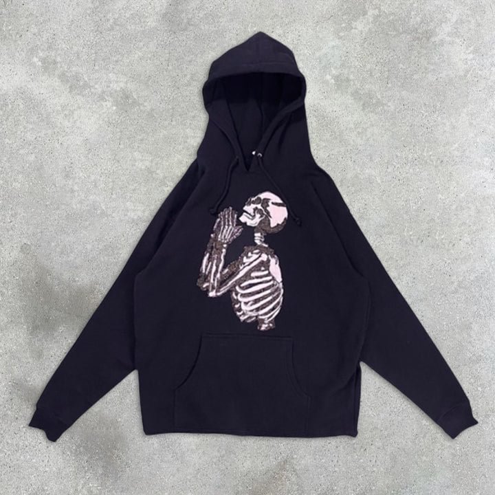 Skull graphic print hoodie