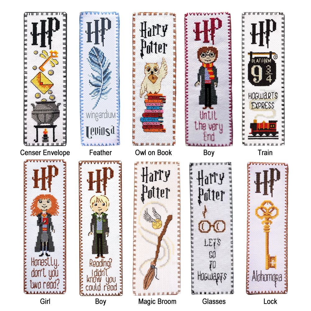 Harry Potter Series 14ct 2 Strand Counted Cross Stitch Bookmark Double Sided Embroidery Kits 1779