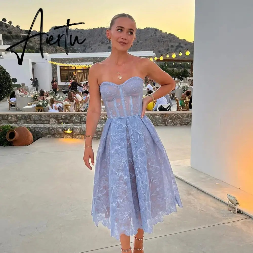 Aiertu 2024 New Dinner Women Tight Top Dress Sexy Embroidered Lace Dress Vintage Dress Wedding Dresses Streetwear Sexi Night Dress Hot Aiertu