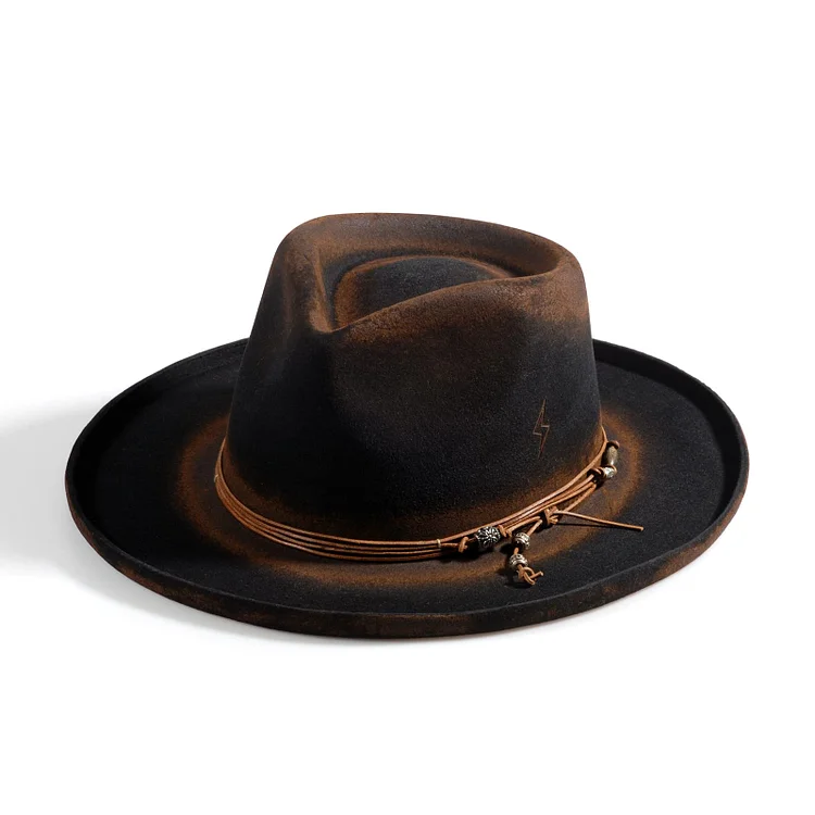 Hats Vintage Fedora Firm Wool Felt Panama Hat Lining Distressed/Burned Handmade A