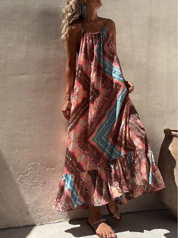 Vacation Vintage Sexy Backless Long Maxi Dress