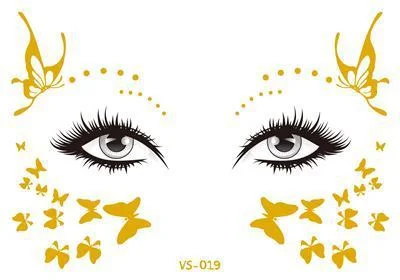 2021 New Gold Face Temporary Tattoo Waterproof Blocked Freckles Makeup Stickers Eye Decal Wholesale
