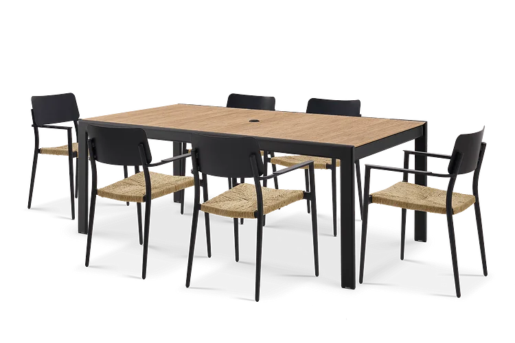 Sorrento Outdoor Dining Table with 6 Newport Outdoor Chairs