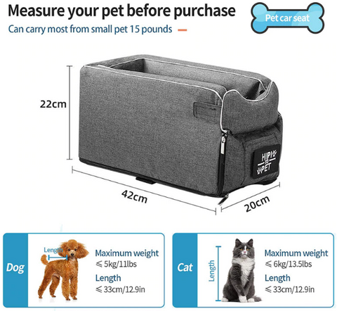 Pet Car Seat - Size and Weight - Pup county