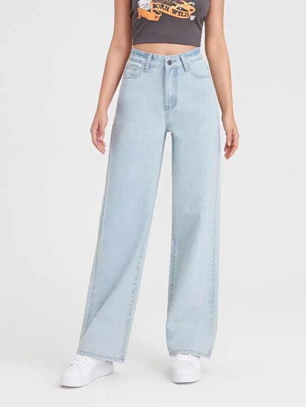 High-Waisted Light Wash Jeans