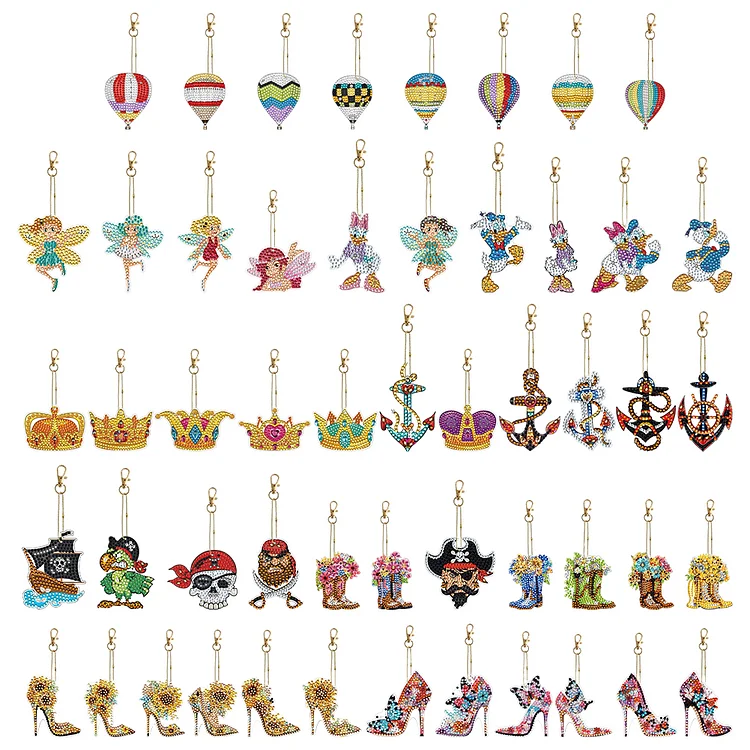 DIY Diamond Art Keychains Cartoon 6pcs (Retro Elements) – everydayecrafts