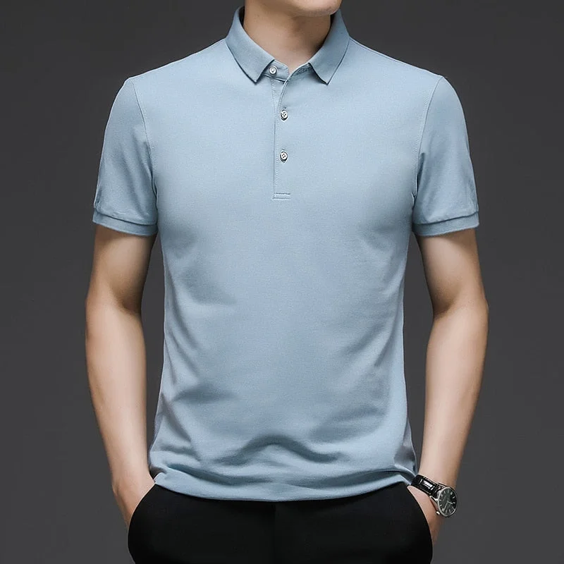 Inongge 100% Cotton Men Polo Shirt Short Sleeve Solid Summer Tops Thin Casual Male Polo Shirt for Male Korean Pure Cotton Clothing